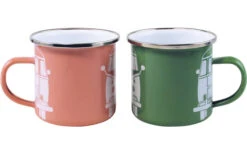 Colección VW T1 Bus Juego De Tazas De Esmalte 2 Piezas 350 Ml Verde / Rosa -Mobiliario Para El Hogar 410210 2980349