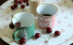 Colección VW T1 Bus Juego De Tazas De Esmalte 2 Piezas 350 Ml Verde / Rosa -Mobiliario Para El Hogar 410420 2980355