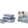 Mepal Cirqula Multi Bowl Set Rectangular Poco Profundo 3 Piezas Azul Nórdico
