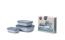 Mepal Cirqula Multi Bowl Set Rectangular Poco Profundo 3 Piezas Azul Nórdico