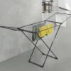 MetalTex Secador De Ropa De Ala Metálica Plegable Negro Mate -Mobiliario Para El Hogar 445764 3125946